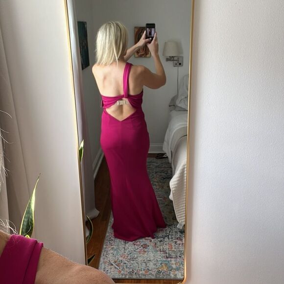 Katie May Edgy One Shoulder Dress Fuchsia Pink Size Large - Picture 4 of 13